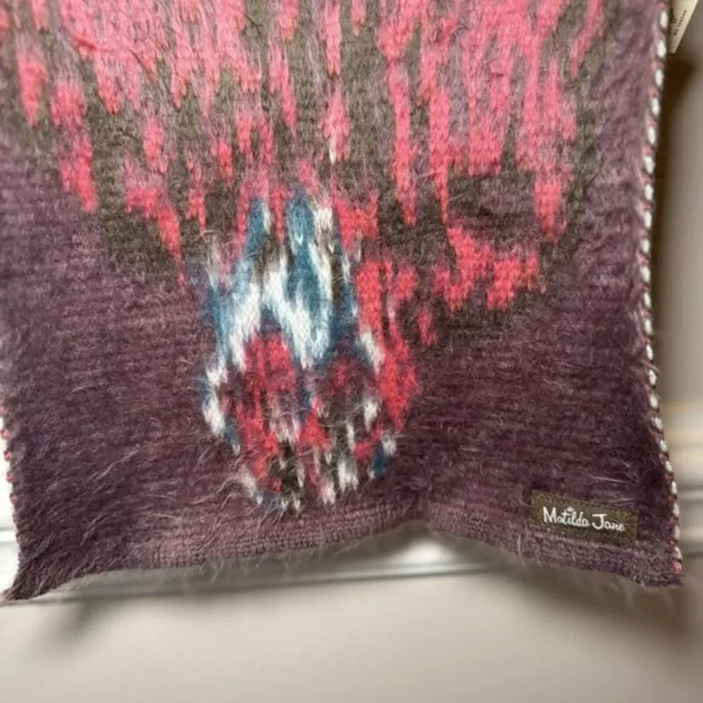 100% Acrylic Matilda Jane‎ Long Woven Scarf Pink & Purple Multi Color WARM 11x90
